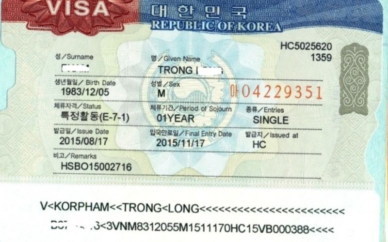 Visa Hàn Quốc E7