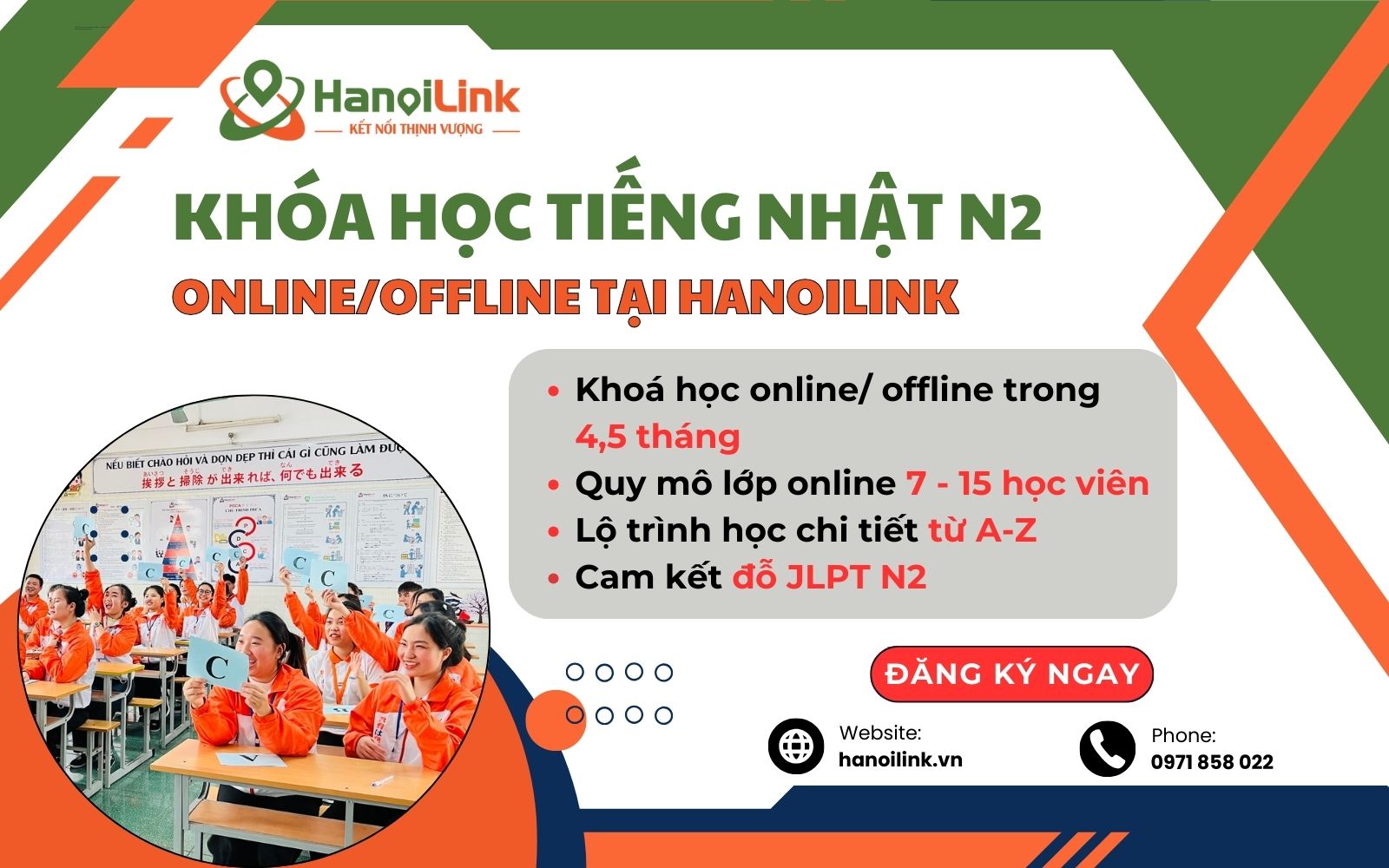 Khóa học tiếng Nhật N2 tại HanoiLink 