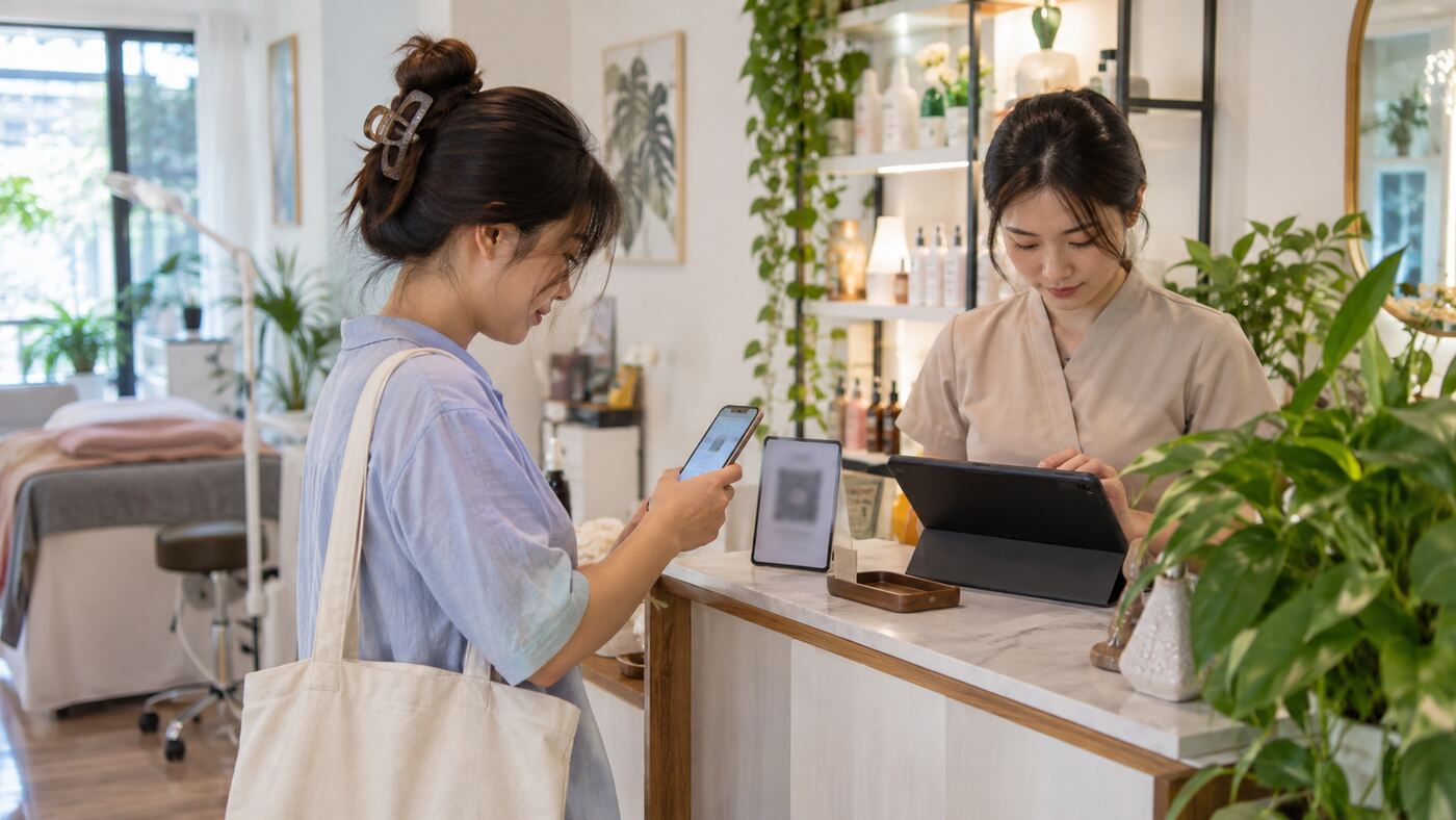 lễ tân kiểm lịch trên web đặt lịch online của tiệm